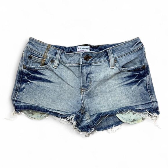 2000s Y2K Vintage No Boundaries Micro Denim Shorts Mini Junior 3‎ Frayed Grunge - Picture 1 of 8